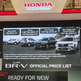 Honda BR-V 2022 có mức giá từ 440,5-542,6 triệu đồng tại Indonesia