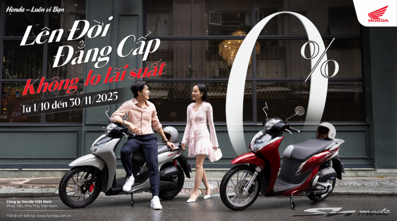 “Lên đời đẳng cấp – Không lo lãi suất” cùng Honda Sh mode