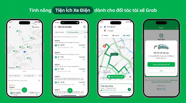 Grab tích hợp dùng các loại trạm sạc vào 1 ứng dụng Grab Driver