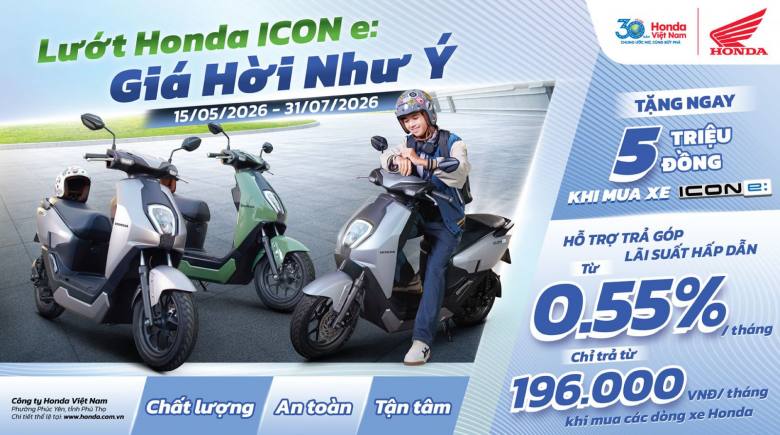 Honda Việt Nam ưu đãi 5 triệu đồng cho khách hàng mua Honda ICON e: