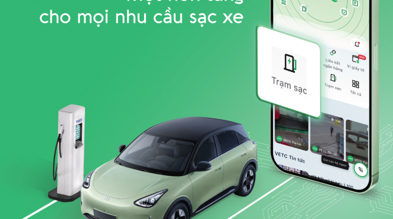 Ứng dụng VETC tích hợp thao tác tìm kiếm, kích hoạt sạc và thanh toán các trạm sạc khác nhau