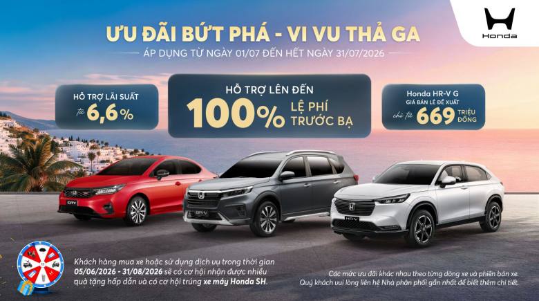 Honda Việt Nam điều chỉnh giá HR-V G, tung ưu đãi cho nhiều dòng xe trong tháng 7
