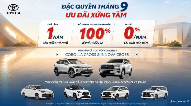 Toyota Việt Nam bán 4.900 xe trong tháng 8, tung loạt ưu đãi lớn cho khách mua xe tháng 9
