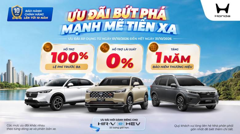 Honda BR-V và HR-V nhận ưu đãi lớn trong tháng 10, có mẫu được hỗ trợ 100% lệ phí trước bạ