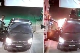 Ô tô bốc cháy tại trạm xăng vì đổ xăng không tắt máy