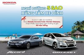 Honda Việt Nam tung gói ưu đãi cho khách hàng mua xe Accord và Odyssey