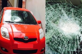Xe ôtô bị ném đá trên đường cao tốc Hà Nội - Hải Phòng 